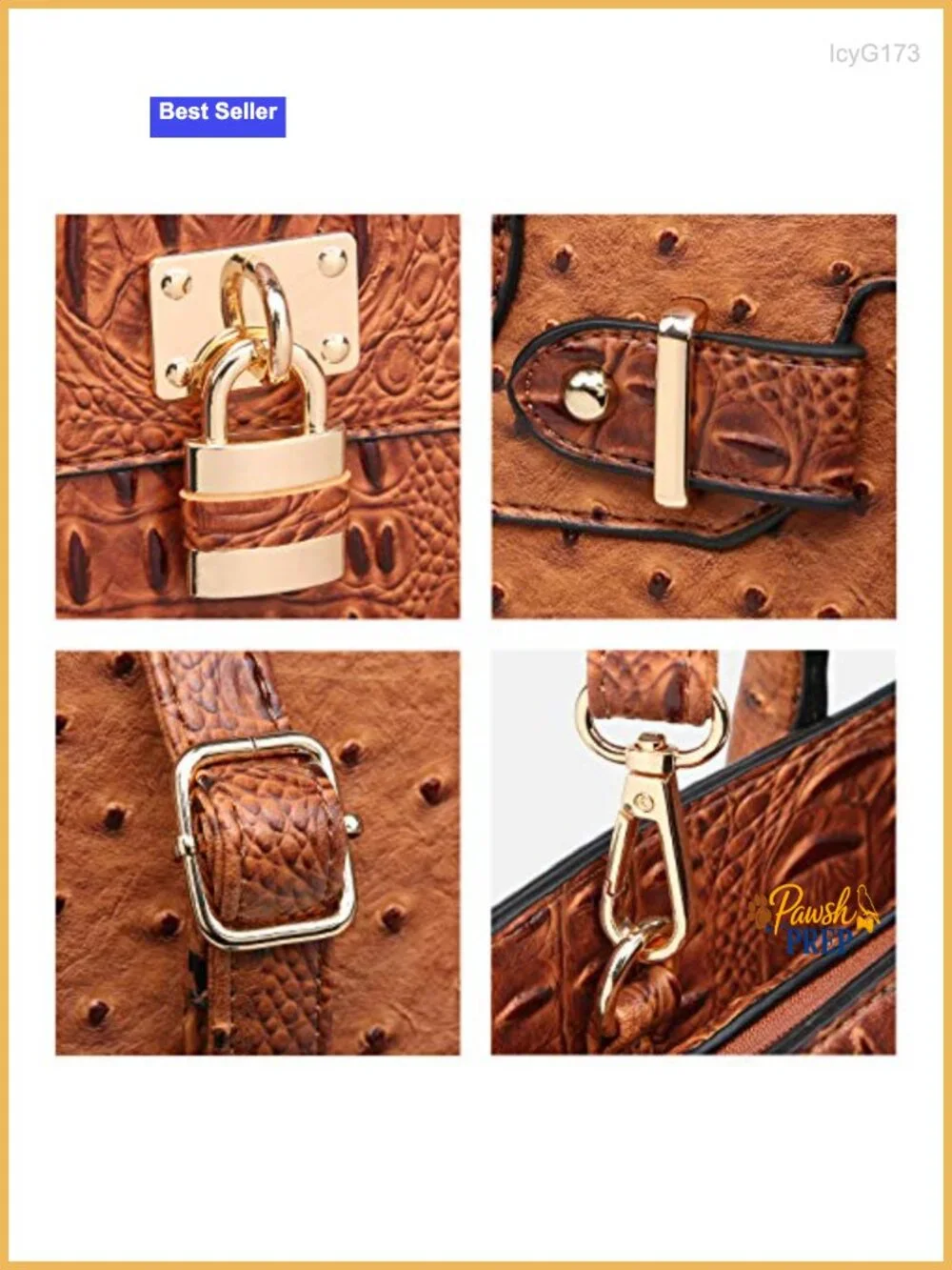 Women Vegan Leather Satchel Tote with Matching Clutch